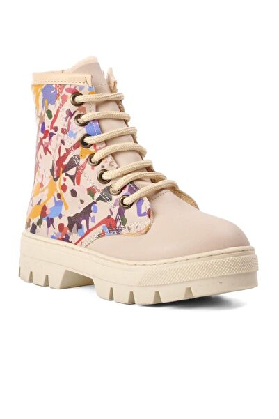 Aspor Arz 2301001-p Μπεζ παιδικές μπότες με γούνα εσωτερικά και φερμουάρ