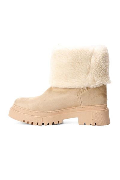 AYAKMOD Γυναικείες Μπότες Cream Suede Shearling