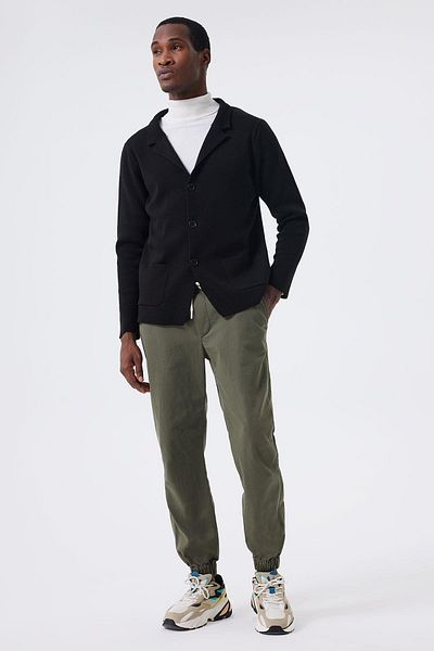 Lee Cooper Κλασικό γιακά Slim Fit Μαύρο Ανδρικό Πουλόβερ 241 LCM 242007 MERLO BLACK