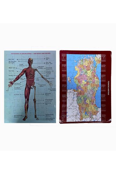 Sole 2-Piece Educational Puzzle Set Türkiye Map 50 Pieces And Human Anatomy 60 Pieces