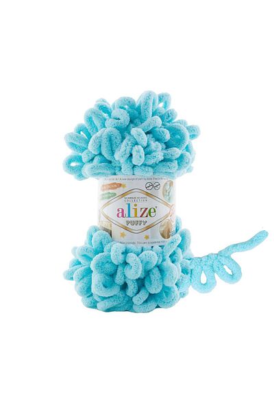 Alize Ață pentru tricotat manual Puffy Albastru 128