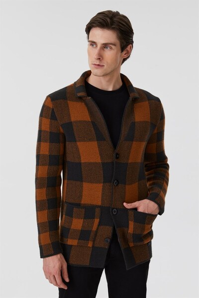 Lee Cooper Alvin Erkek Klasik Yaka Hırka Antrasit-hardal