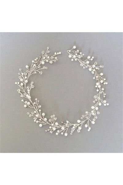 kardelen tasarım Asimel Crown & Design Бяла сватбена корона с перли и кристал...