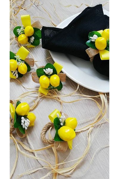 CWolf Lemon Ribbon 6-Piece Napkin Ring