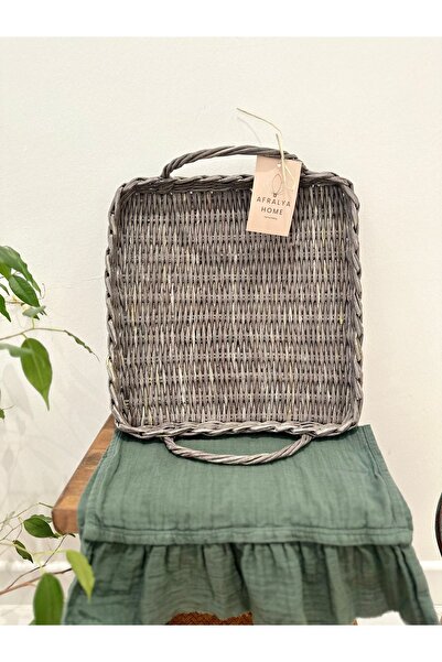 afralya home Dekoratif Ahşap Bambu Sunum Servis Tepsisi Sunumluk Kahve Sunuml...