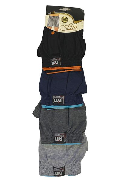 FİM GOLD Men's Boxers 4 Pack Black, Gray, Smoke, Navy Blue Wide Fit Large Size Boxers
