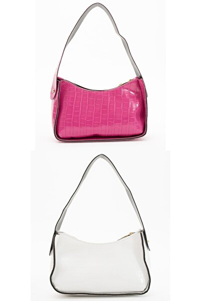 ESTUTE Kadın 2 Li Paket Kroko Desenli Baget Çanta Şık Günlük Kulanıma Uygun E...