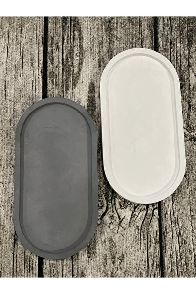 Oval Beton Sunum Tabağı 2'li