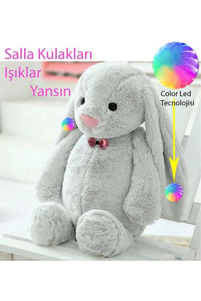 Sole Led Lighted, Sleeping Companion Long Ear Bunny Plush Rabbit 65cm