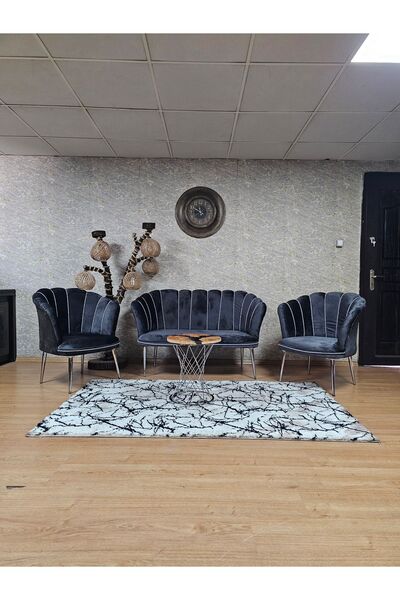 ZAFİR Papatya Çay Seti Koltuk Takımı Krom Sivriltme Ayak, Balkon, Salon, Ofis...