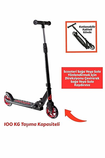 Şeker Adası Kaliteli Kırmızı Çocuk Scooter Katlanabilir 2 Teker (8 Yaş ve Üze...