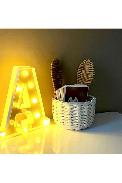AFRALYAHOME Rattan Bamboo Wicker Basket - Baby and Kids Room Decorative Eared Rabbit Basket Organizer