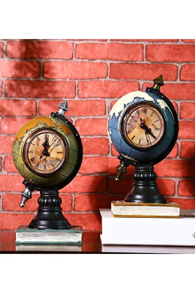 racoonco Retro Reçine Antik Dünya Masa Saati