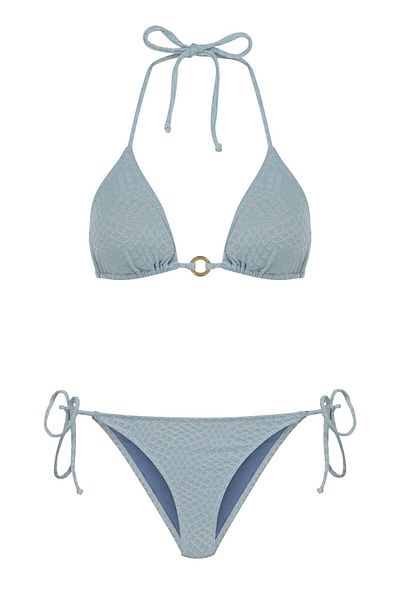 AQUELLA Textured Blue Triangle Bikini Set