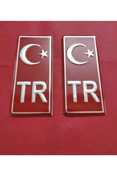 MR Aluminum Embossed License Plate Stamp with TR Written and Star and Crescent 2 Pieces