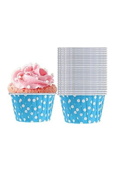 EFE PASTACILIK Blue Polka Dot Muffin Paper Capsules 25 Pieces 50x39 Mm