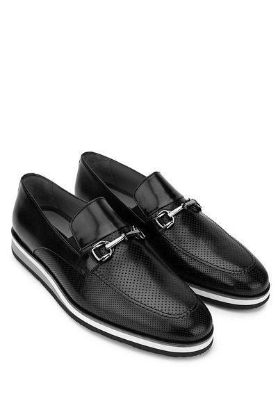 Tamer Tanca Genuine Leather Black Men's Loafer Shoes