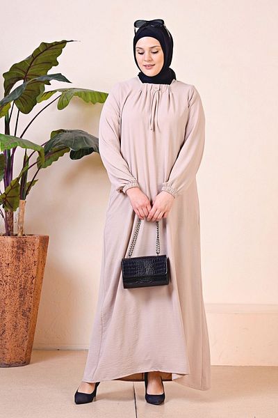 Ferace Hijab Comfortable Fit Γυναικείο φόρεμα μεγάλου μεγέθους Πέτρα βισκόζης