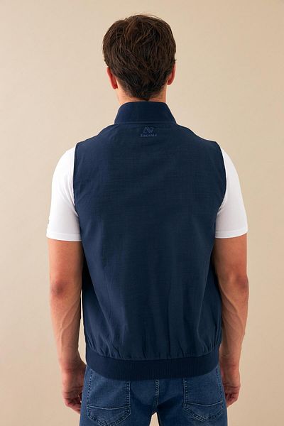 Escetic Ανδρικό λινό αθλητικό γιλέκο 6931 - Navy, αναπνεύσιμο, βαμβακερό και υφαντό με φτερό