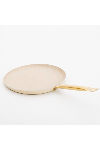 Evren 30 Cm Cream Kısa Kenarlı Krep Tava, Non-stick Krep Omlet Tavası 30 Cm (ÇELİK BORU KULP)