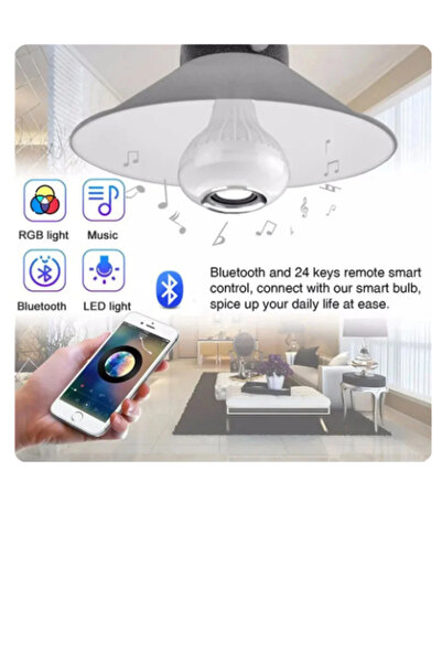 qasul Bluetooth Hoparlör Led Akıllı Ampul Lamba 12 Renk Kumandalı Beyaz bBuetooth