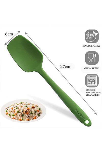 viarella 2-Piece Green Silicone and Spatula Set - Heat Resistant, Fireproof and Scratch Proof 27cm