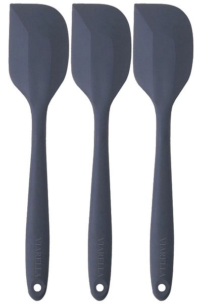 viarella Gray Silicone Spatula Set - 3 Pieces, Heat Resistant, Fireproof and Scratch-Proof, 27cm