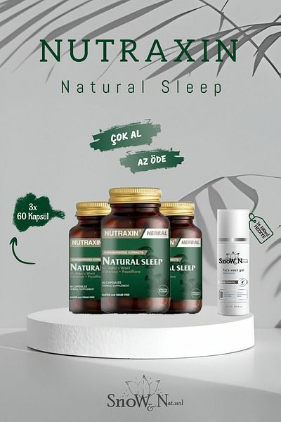 Nutraxin Natural Sleep 60 Capsules + Facial Cleanser Gel 100ml - 3 Pieces