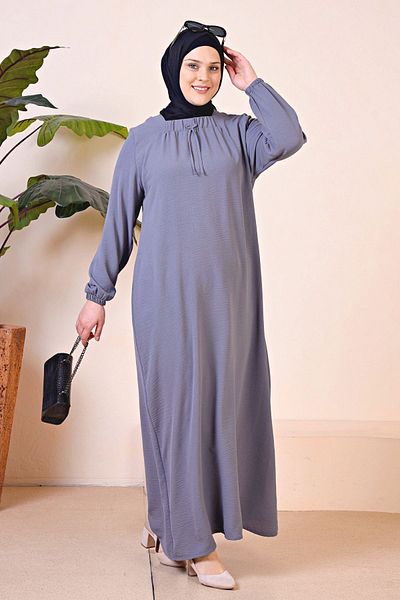 Ferace Hijab Comfortable Fit Γυναικείο φόρεμα μεγάλου μεγέθους Viscose Grey