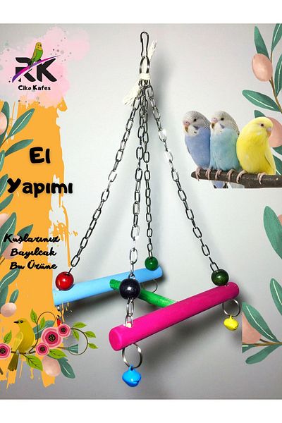 Ciko Kafes Colorful Swing with Chain for Birds