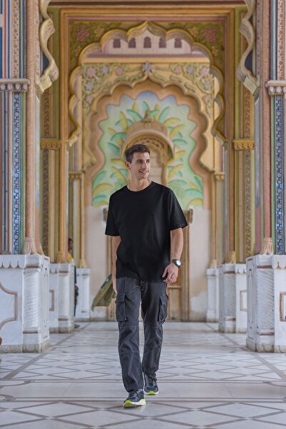 OXVİN Ανδρικό μπλουζάκι από βαμβακερό λαιμόκοψη Oversize Crew - Άνετη εφαρμογή