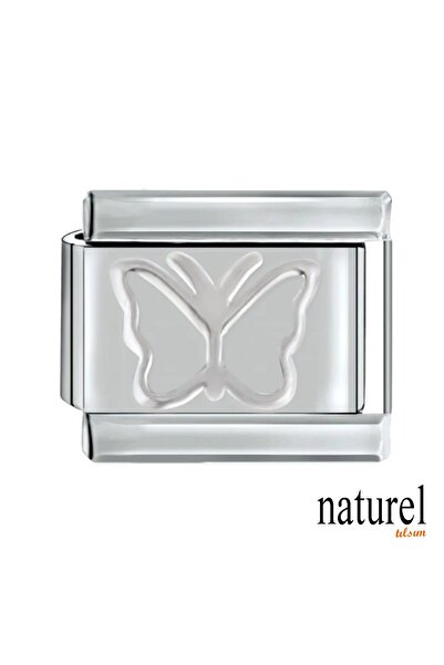 Naturel Tılsım سحر الفراشة الإيطالي من الفولاذ المقاوم للصدأ مقاس 9 مم