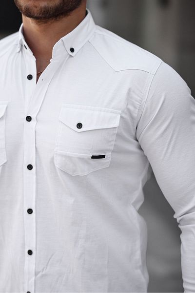 GOOD FASHION Double Pocket Slim Fit Men's Shirt