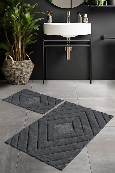 Pierre Cardin Σετ πατάκι μπάνιου Anthracite Diamond Cotton