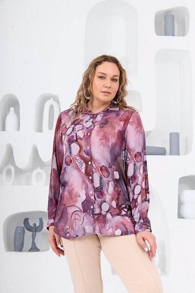 RMG Plus Size Patterned Plum Shirt