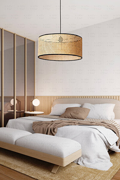 Naturel Home Hazeran Avize 40cm- Iskandinav, Modern, Bohem, Rattan Avize, Aydınlatma