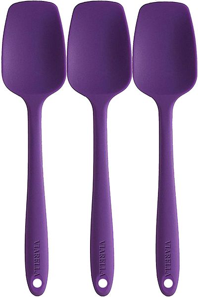 viarella Silicone Spoon Set 3 Pieces Large Size Fireproof Non-Stick Non-Scratch Special Color Purple
