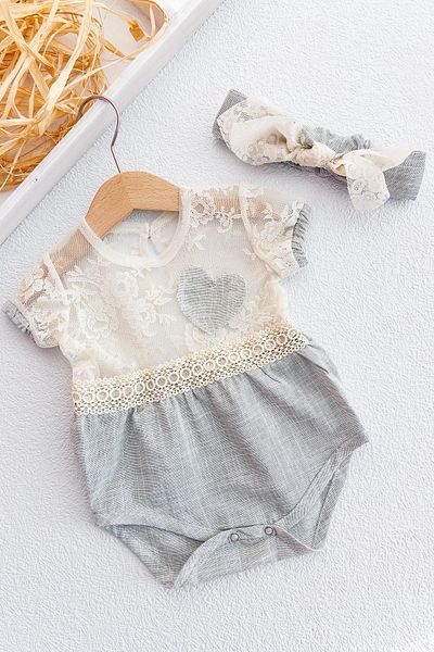 Babymod Baby Girl Jumpsuit Set with Laced Bandanas