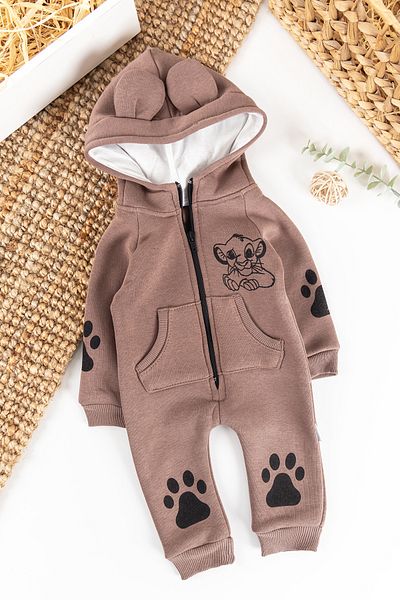 Babymod Hooded Baby Boy Jumpsuit with Lion Figure