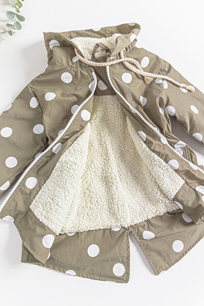 Babymod Παιδικό παλτό βροχής για κορίτσια με βελούδινη επένδυση με πουά σχέδιο