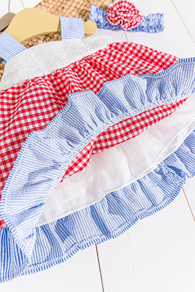 Babymod Gingham Patterned Bandana Strap Summer Baby Girl Dress