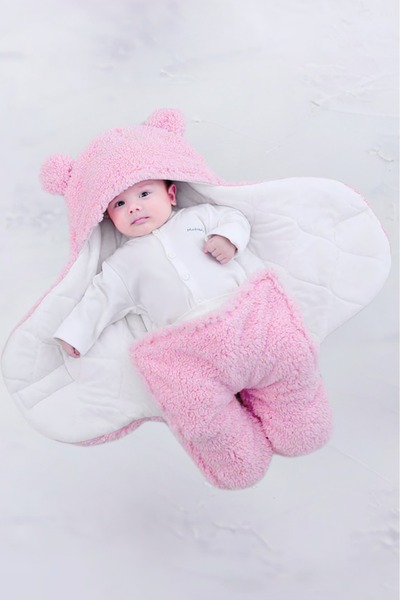 Mai Perla 0 - 12 Months Welsoft Outer Swaddle Baby Blanket with Fiber Ears