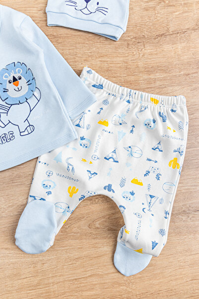 Babymod Aslan Figürlü Pamuklu 5 Parça Erkek Bebek Hastane Çıkışı Bebek Takımı