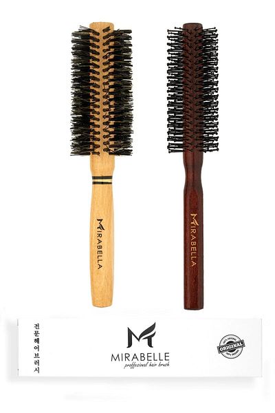 Mirabelle Pro Hair Brush Natural Horse Hair Pro Blow Dry Brush High Temperature Resistant Wooden Handle Large Size