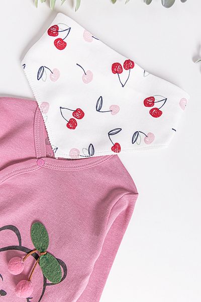 Babymod Cherry Patterned 2-Piece Long Sleeve Baby Girl Jumpsuit Set