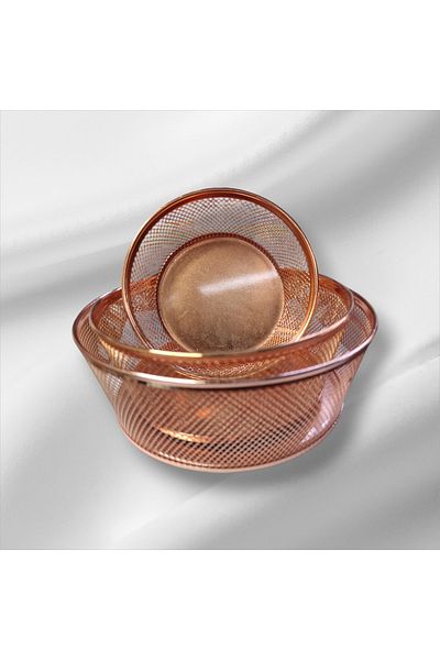 Matar Endüstriyel Mutfak Ekipmanları 3 Size Copper Color Metal Presentation Basket