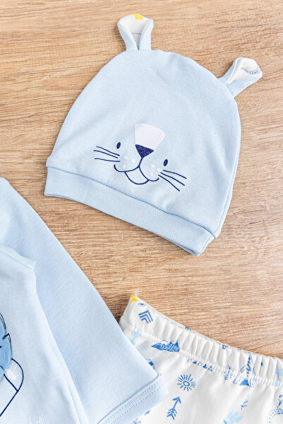 Babymod Aslan Figürlü Pamuklu 5 Parça Erkek Bebek Hastane Çıkışı Bebek Takımı