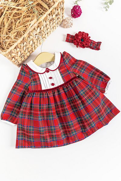 Babymod Plaid Baby Collar Baby Girl Dress