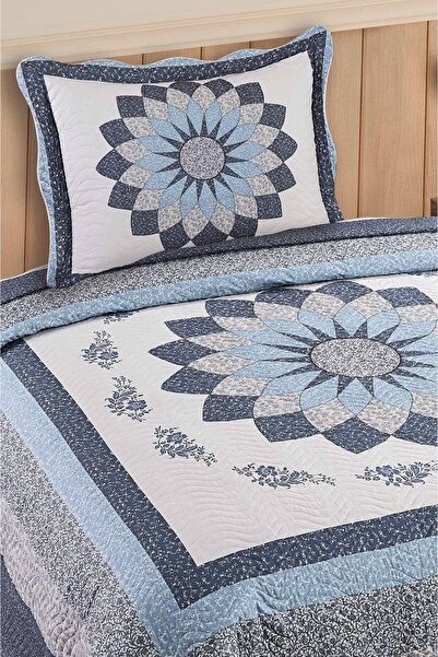 Örtüm Gloria Mavi Tek Kişilik Kapitone Yatak Örtüsü