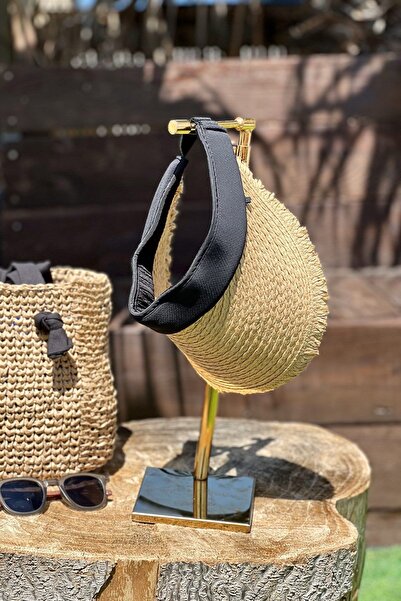 Marina Straw Visor Hat - Camel Stripe, Model 14634
